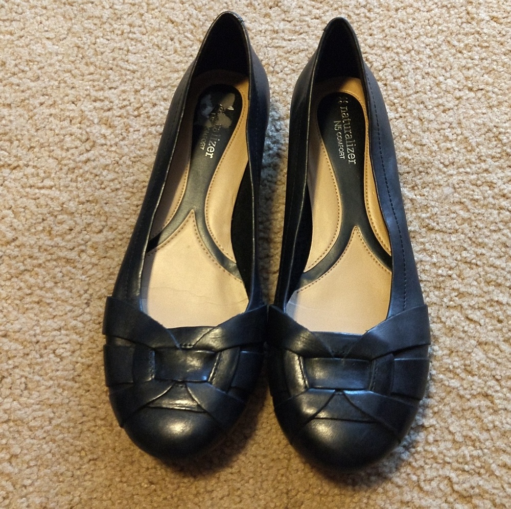 Naturalizer N5 comfort black leather flats sz 10